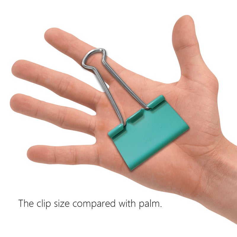 nctinystore Large Binder Clips Green Color (A bit Bluish) 2" / 2 inches / 50 mm a Little bit Scratch Jumbo (Huge) Paper Clips (6 PCS, Green) - Image 3